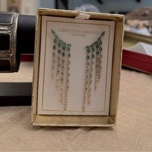 NIB Christian siriano green ombré earrings, cubic zirconia